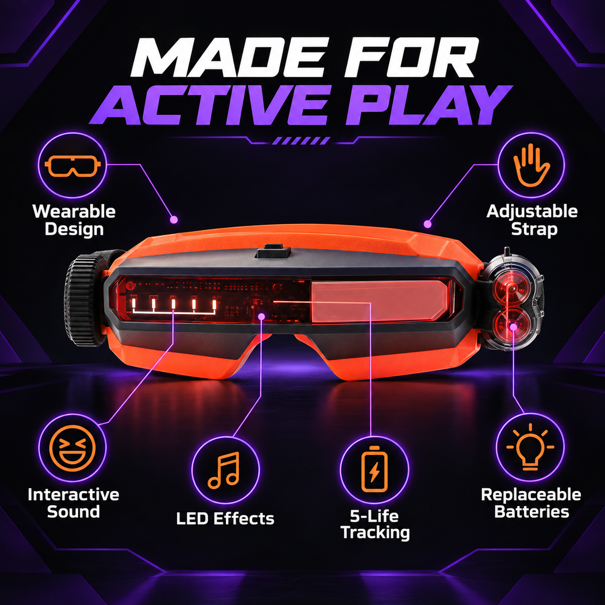 Ovanix motion battle visor features and LED life indicators